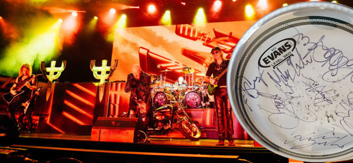 Judas Priest Signed Drumheads From the recording session of their latest album 'Firepower'