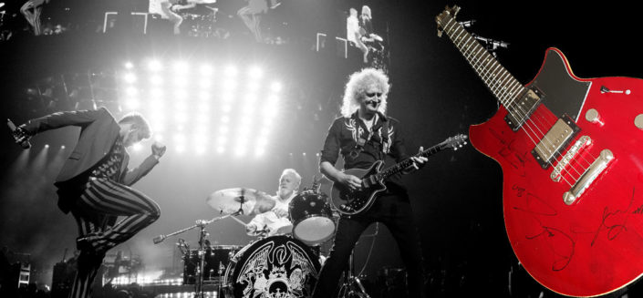 Queen & Adam Lambert Signed Guitar Don't miss out on owning this signed Yamaha Revstar 420. Signed by Brian May, Roger Taylor & Adam Lambert.