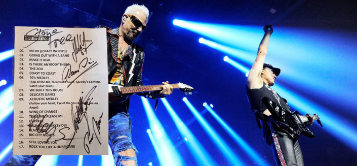 Scorpions signed Set List Set List from their recent World Tour